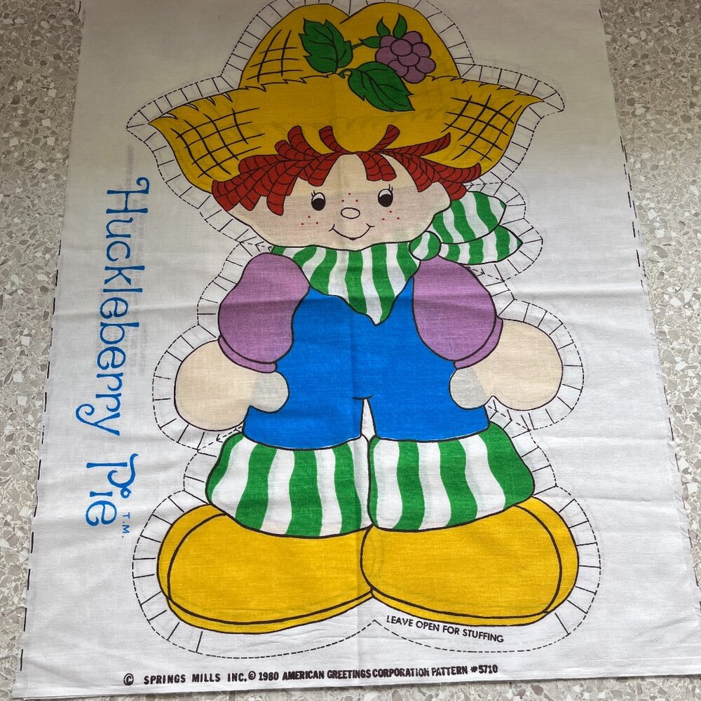 Vintage Huckleberry Pie Doll/Pillow Fabric Panel, Cut and Sew, Rare 1980